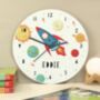 Personalised Rocket In Space Large Wooden Clock, thumbnail 1 of 3