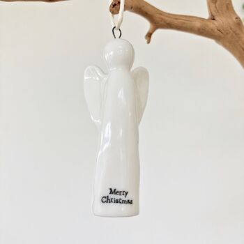 Porcelain Hanging Christmas Angel Decoration, 2 of 5