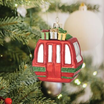 Personalised Ski Lift With Presents Shaped Bauble, 3 of 4