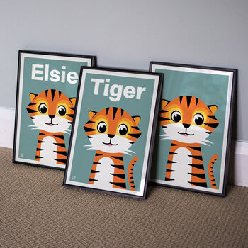 Personalised Kids Tiger Art Print, 4 of 5