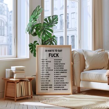 30 Ways To Say Fuck Wall Pint | Black And Cream, 2 of 5
