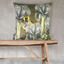 Monkey Sitting In Irises Velvet Cushion, thumbnail 2 of 8