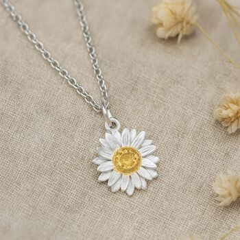 Sterling Silver Daisy Pendant Necklace, 2 of 8