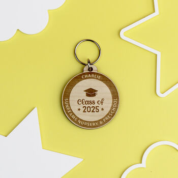 Personalised School Graduation Wooden Keyring, 3 of 5