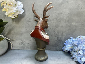 26cm Red Gentleman Stag Bust – Mini Deer Suit Figurine, 2 of 12