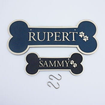 Personalised Dog Bone Crate Signs With Pre Drilled Holes And Hooks, 6 of 7