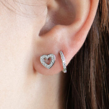 Heart And Huggie Hoops Earring Gift Set, 2 of 4