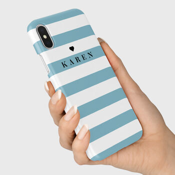 Personalised Blue Stripes Phone Case, 6 of 6