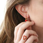 Red Enamel Heart Charm Huggie Hoop Earrings, thumbnail 4 of 9