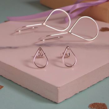 Teardrop Small Silver Stud Earrings, 4 of 5