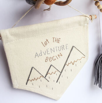 'Let The Adventure Begin' Embroidery Hanging Banner, 2 of 7
