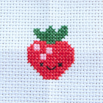 Kawaii Strawberry Mini Cross Stitch Kit, 4 of 10