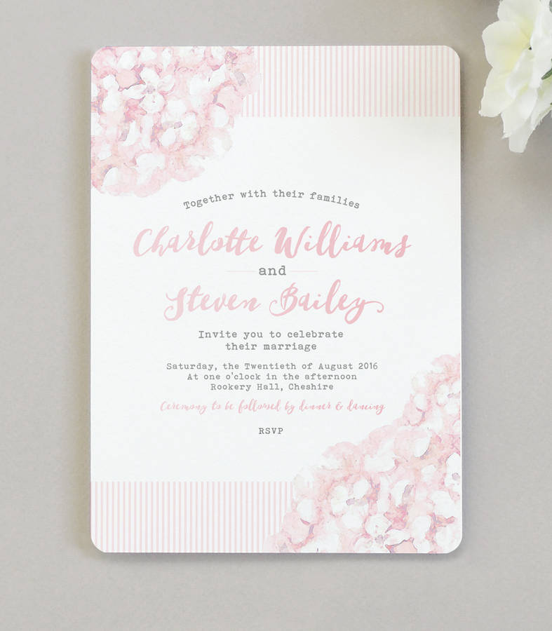 Hydrangea Pink Wedding Invitation By Project Pretty Hydrangea Pink Wedding Invitation
