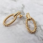 18k Gold Vermeil Plated Textured Paperclip Earrings, thumbnail 1 of 3