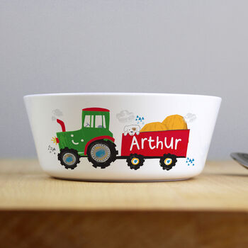 Personalised Tractor Plastic Bowl, 4 of 4