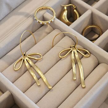 Bow Drop Earrings Gold, 4 of 5