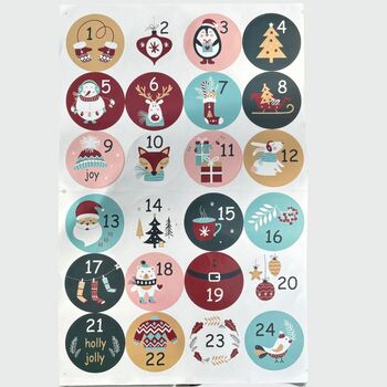 Scandi Christmas Advent One 24 Stickers, Bags, Boxes, 3 of 12