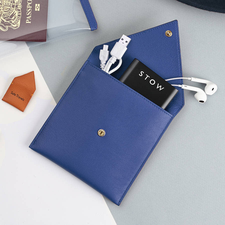 personalised luxury passport and phone charger case by stow ...