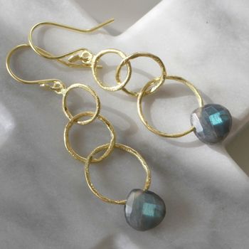 Gold Vermeil Link Earrings With Labradorite, 2 of 5