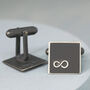 Personalised Infinity Symbol Cufflinks. Oxidised Black, thumbnail 1 of 11