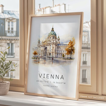 European City Landmark Travel Poster Of Vienna Austria, 2 of 7