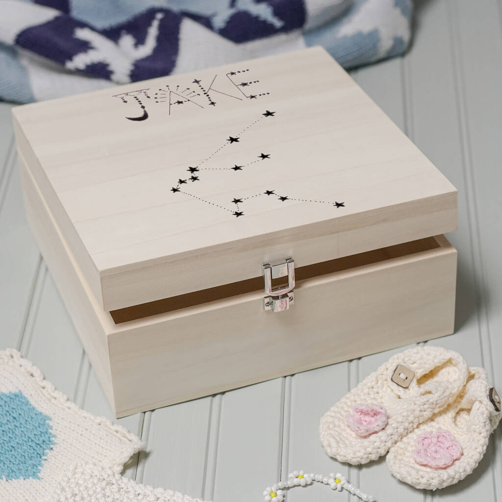 Personalised Zodiac Wooden Memory Box, 1 of 2