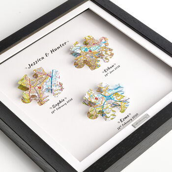Personalised Children's Birthdays And Family Milestone 3D Jigsaw Map Print Gift For Parents, 7 of 12