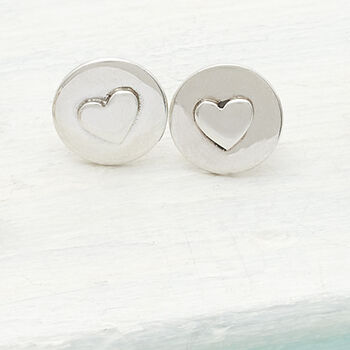 Sterling Silver Cut Out Embossed Heart Stud Earrings, 2 of 3