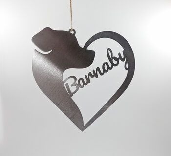 Dog Outline Heart Personalised Garden Sign, 2 of 2