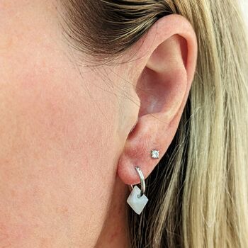 'Octahedron' Moonstone Sterling Silver Hoop Earrings, 2 of 5
