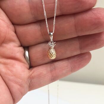 Sterling Silver And Rose Gold Plated Pineapple Necklace, 2 of 8