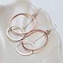 Sterling Silver Rose Gold Circles Dangly Earrings, thumbnail 5 of 7