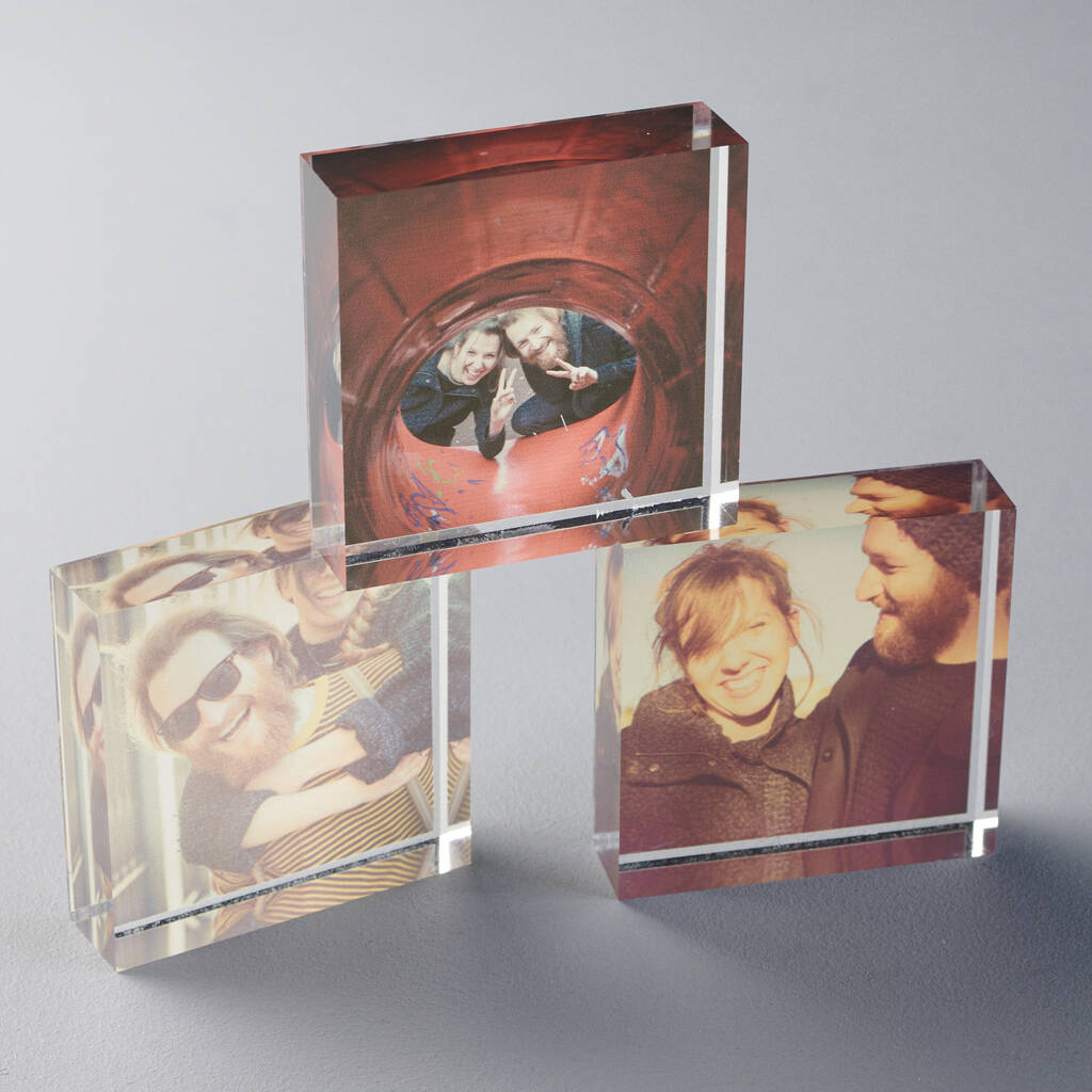 Personalised Set Of Three Mini Acrylic Photo Blocks By Oakdene Designs   Original Personalised Set Of 3 Mini Acrylic Photo Blocks 