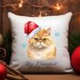 Personalised Christmas Cat Santa Hat Cushion Cover, thumbnail 4 of 11