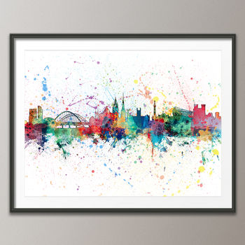 Newcastle Skyline Cityscape Paint Splashes Print, 3 of 5