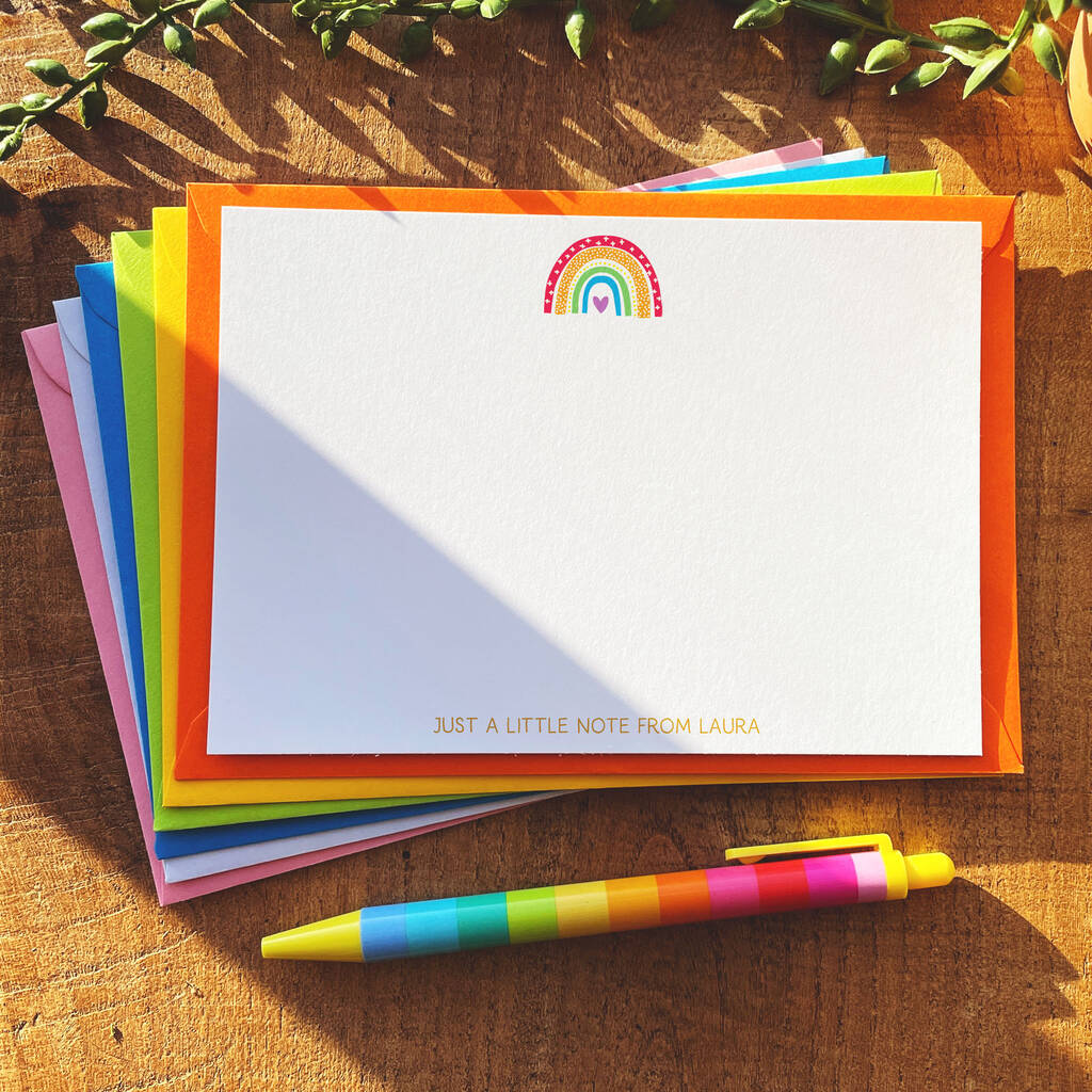 Rainbow Note Cards With Coloured Envelopes By Lunella