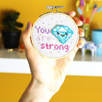 You Are Strong Mini Cross Stitch Kit, 3 of 10