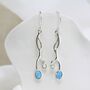 Flowing White And Blue Opal Drop Earrings, thumbnail 3 of 7