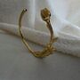 18 K Gold Silver Sculptural Cuff Bracelet Floral Waterproof Open Bangle, thumbnail 5 of 13