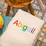 Children's Rainbow Text Personalised Bath Towel, thumbnail 2 of 7