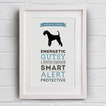 Airedale Terrier Dog Breed Traits Print, 4 of 5