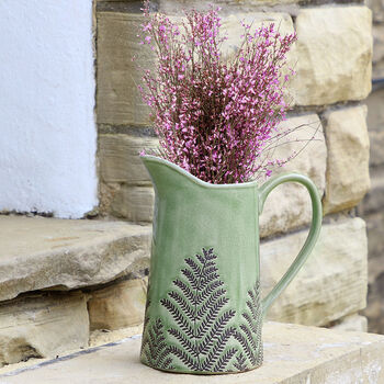 Fern Green Ceramic Pitcher Vase, 7 of 9
