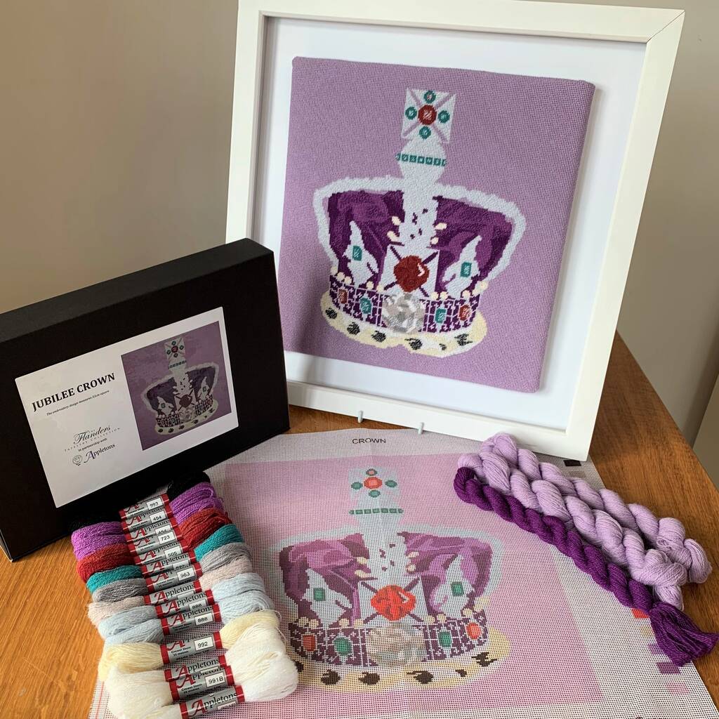The Jubilee Crown Tapestry Kit With 100% British Wool, 1 of 2