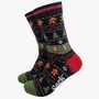 Gingerbread Christmas Fair Isle Bamboo Socks Men's Black, thumbnail 1 of 4