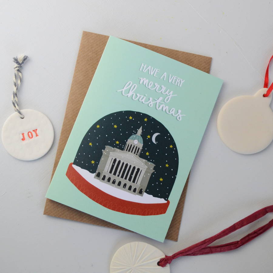Nottingham Snow Globe Christmas Card By Hannah Stevens 