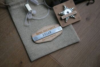 Personalised Ring Security Kit Pouch Ring Bearer Badge Set, 5 of 5