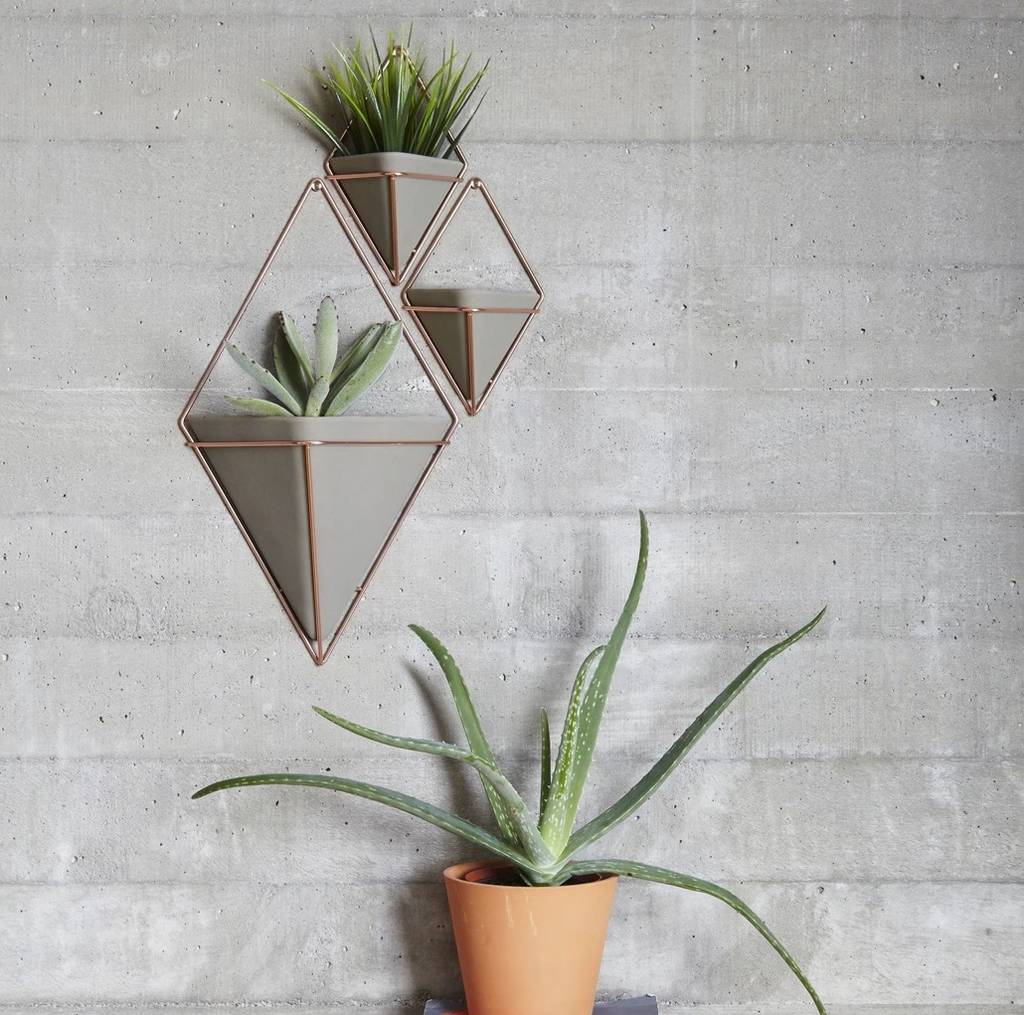 pair of geometric wall planters by posh totty designs interiors ...