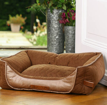 Luxury Quilted Dog Bed With Faux Leather, 4 of 7
