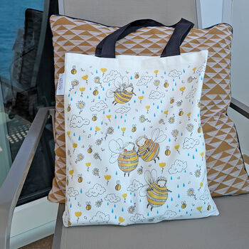 Bee Print Cotton Tote Bag, 3 of 3