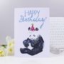 Happy Birthday Panda Party Hat Card, thumbnail 4 of 8